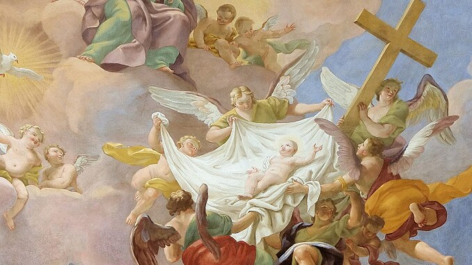 Detail - Glory of the New Born Christ in presence of God Father and the Holy Spirit (Annakirche, Vienna)
